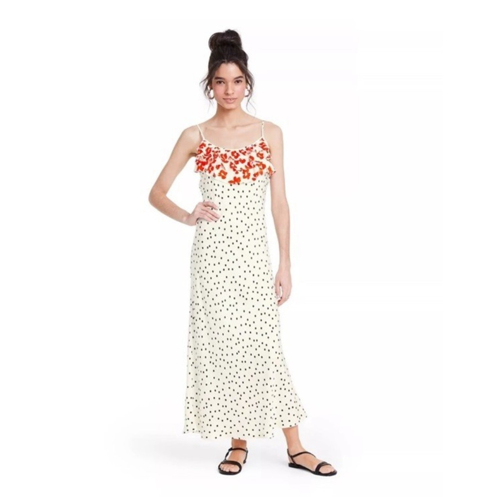 RIXO Floral Colorful Sleeveless Midi Slip Dress Size XSmall